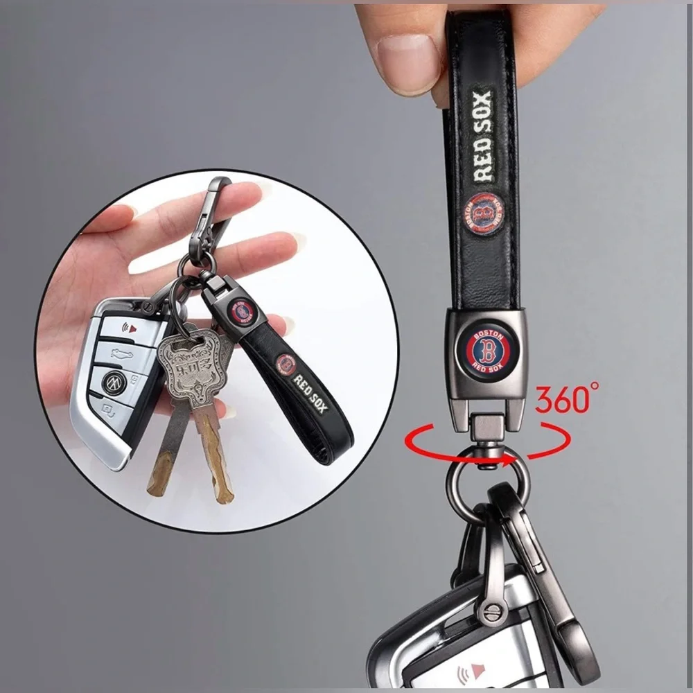 Red Sox leather keychain NEW